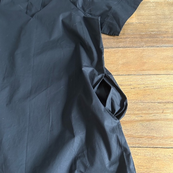 Madewell Black V-Neck Mini Dress Minimalist simple pockets Poplin cotton - Picture 7 of 12